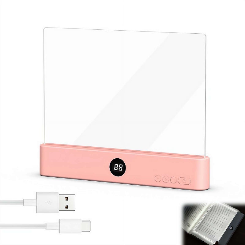 Flat Book Light, Rechargeable Clear LED Flat Book Lights with 3 Colors & Timer for Reading in Bed at Night, Eye Protection Panel Plate Lamp Gifts for Book Lover Night Reading - Image 1